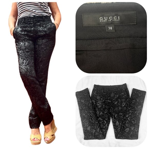 GUCCI Jacquard Hight waist Black Pant IT38 US4 - Picture 9 of 14
